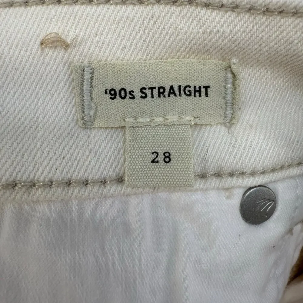 Madewell Jeans Women's 28 (6) Cream 90s Straight Leg High Rise Fit Summer EUC - Picture 7 of 14